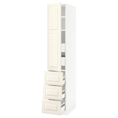 SEKTION / MAXIMERA High cab w door/3 fronts/5 drawers, white/Bodbyn off-white, 15x24x80 "