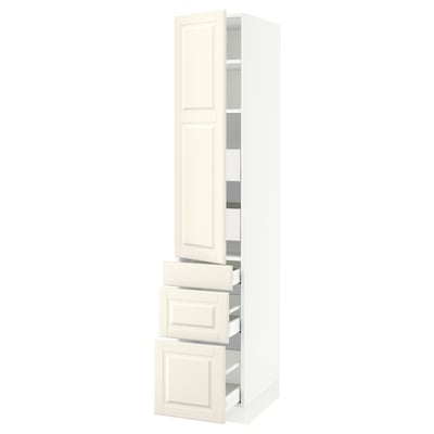 SEKTION / MAXIMERA High cab w door/3 fronts/5 drawers, white/Bodbyn off-white, 15x24x80 "