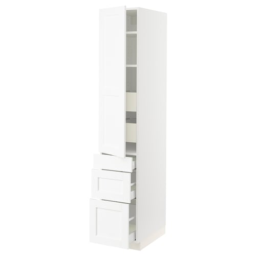 SEKTION white cabinet with drawers, sleek design, soft-close hinges.