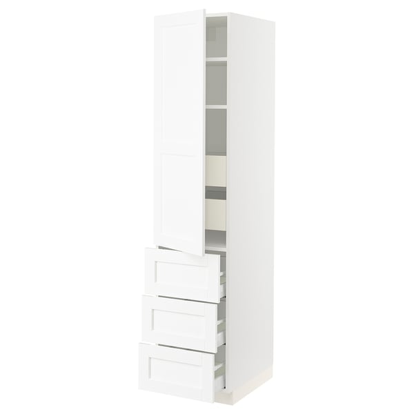 SEKTION / MAXIMERA High cab w door/3 fronts/5 drawers, white Enköping/white wood effect, 18x24x80 "