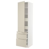 SEKTION / MAXIMERA High cab w door/3 fronts/5 drawers, white/Havstorp beige, 24x24x90 "