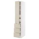 SEKTION / MAXIMERA High cab w door/3 fronts/5 drawers, white/Havstorp beige, 15x24x80 "