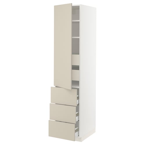 SEKTION kitchen cabinet in beige with adjustable shelves and soft-close drawers.