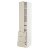 SEKTION / MAXIMERA High cab w door/3 fronts/5 drawers, white/Havstorp beige, 18x24x90 "