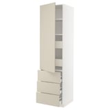 SEKTION / MAXIMERA High cab w door/3 fronts/5 drawers, white/Havstorp beige, 24x24x90 "