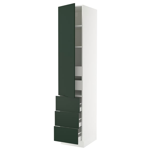SEKTION / MAXIMERA High cab w door/3 fronts/5 drawers, white/Havstorp deep green, 18x24x90 "