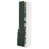 SEKTION / MAXIMERA High cab w door/3 fronts/5 drawers, white/Havstorp deep green, 15x24x80 "