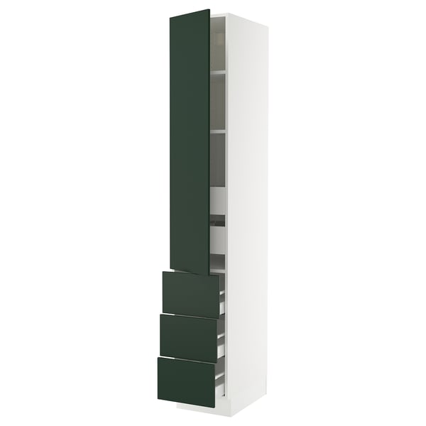 SEKTION / MAXIMERA High cab w door/3 fronts/5 drawers, white/Havstorp deep green, 15x24x90 "