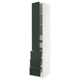 SEKTION / MAXIMERA High cab w door/3 fronts/5 drawers, white/Havstorp deep green, 15x24x90 "