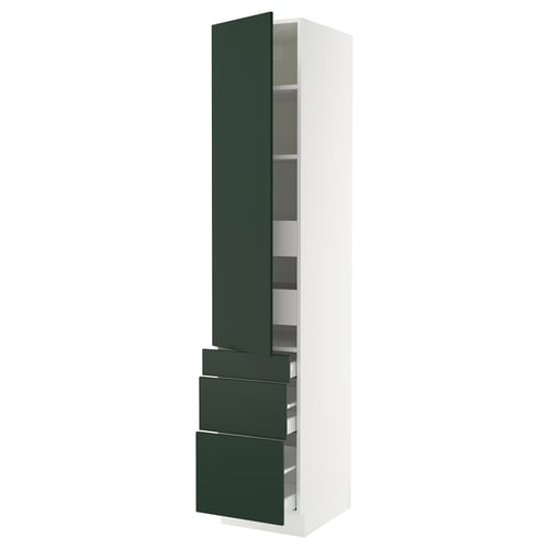 SEKTION kitchen cabinet: green, 3-drawer, adjustable shelf.