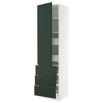 SEKTION / MAXIMERA High cab w door/3 fronts/5 drawers, white/Havstorp deep green, 24x24x90 "
