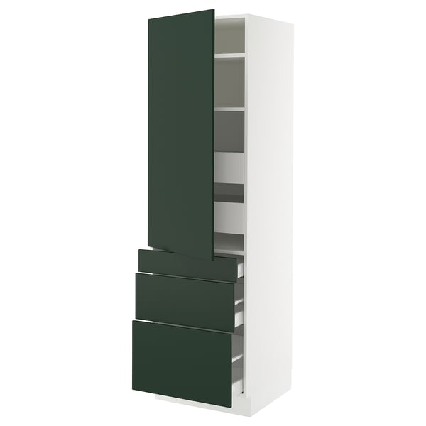 SEKTION / MAXIMERA High cab w door/3 fronts/5 drawers, white/Havstorp deep green, 24x24x80 "