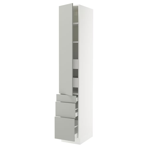 White SEKTION cabinet with grey drawers, modern design.