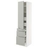 SEKTION / MAXIMERA High cab w door/3 fronts/5 drawers, white/Havstorp light gray, 18x24x80 "