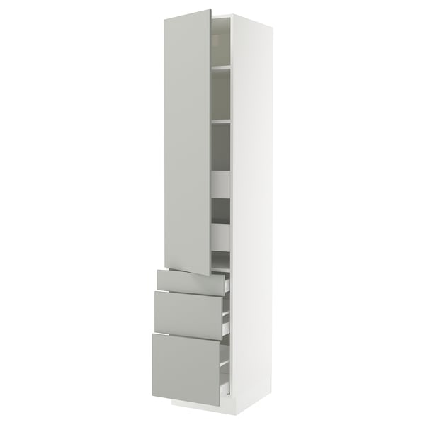 SEKTION / MAXIMERA High cab w door/3 fronts/5 drawers, white/Havstorp light gray, 18x24x90 "