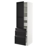 SEKTION / MAXIMERA High cab w door/3 fronts/5 drawers, white/Lerhyttan black stained, 24x24x80 "