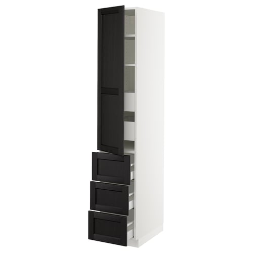 Ikea SEKTION kitchen cabinet, white with black drawers and adjustable shelves.