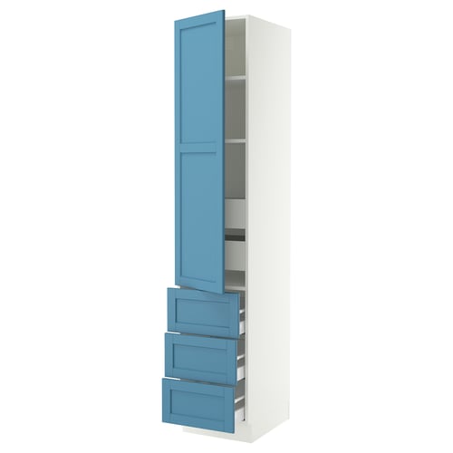 SEKTION / MAXIMERA High cab w door/3 fronts/5 drawers, white/Lerhyttan blue, 18x24x90 "