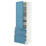 SEKTION / MAXIMERA High cab w door/3 fronts/5 drawers, white/Lerhyttan blue, 24x24x80 "