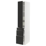 SEKTION / MAXIMERA High cab w door/3 fronts/5 drawers, white/Nickebo matte anthracite, 15x24x80 "