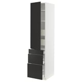 SEKTION / MAXIMERA High cab w door/3 fronts/5 drawers, white/Nickebo matte anthracite, 18x24x80 "