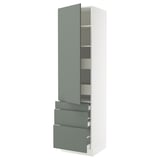 SEKTION / MAXIMERA High cab w door/3 fronts/5 drawers, white/Nickebo matte grey-green, 24x24x90 "