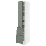 SEKTION / MAXIMERA High cab w door/3 fronts/5 drawers, white/Nickebo matte grey-green, 15x24x80 "