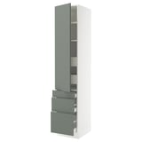 SEKTION / MAXIMERA High cab w door/3 fronts/5 drawers, white/Nickebo matte grey-green, 18x24x90 "