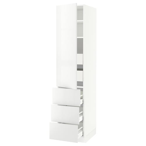 A SEKTION white kitchen cabinet with high gloss doors and drawers.