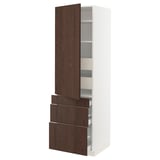 SEKTION / MAXIMERA High cab w door/3 fronts/5 drawers, white/Sinarp brown, 24x24x80 "