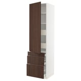 SEKTION / MAXIMERA High cab w door/3 fronts/5 drawers, white/Sinarp brown, 24x24x90 "