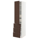 SEKTION / MAXIMERA High cab w door/3 fronts/5 drawers, white/Sinarp brown, 18x24x80 "