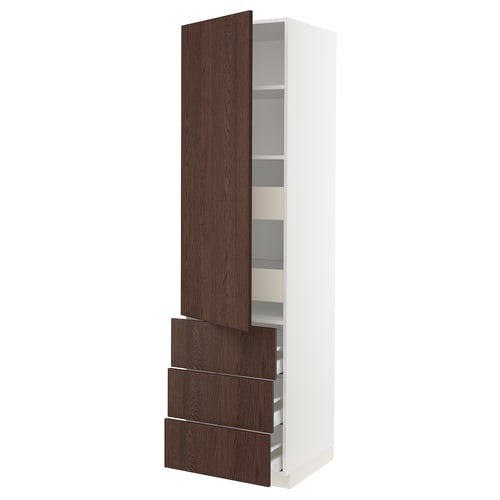SEKTION kitchen unit: white & dark brown, tall, rectangular shape with adjustable shelves & drawers.