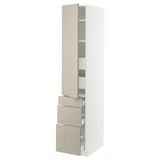 SEKTION / MAXIMERA High cab w door/3 fronts/5 drawers, white/Stensund beige, 15x24x80 "