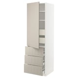SEKTION / MAXIMERA High cab w door/3 fronts/5 drawers, white/Stensund beige, 24x24x80 "