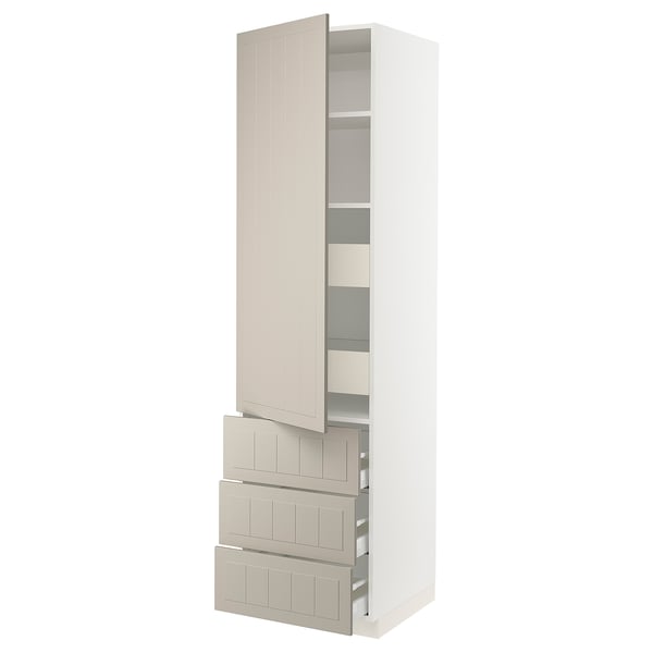 SEKTION / MAXIMERA High cab w door/3 fronts/5 drawers, white/Stensund beige, 24x24x90 "