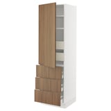 SEKTION / MAXIMERA High cab w door/3 fronts/5 drawers, white/Tistorp brown walnut effect, 24x24x80 "