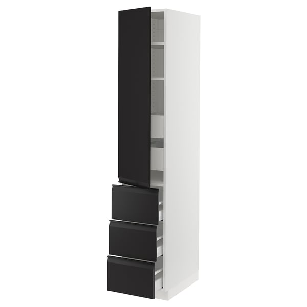 SEKTION / MAXIMERA High cab w door/3 fronts/5 drawers, white/Upplöv matte anthracite, 15x24x80 "