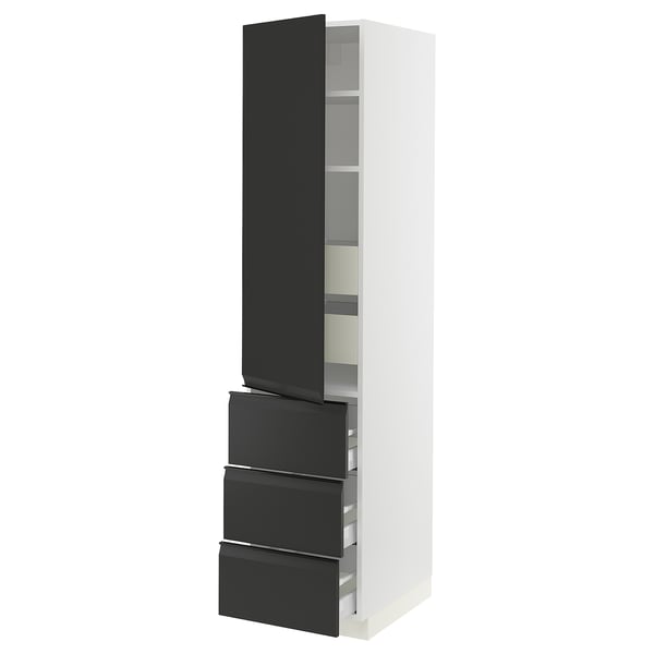 SEKTION / MAXIMERA High cab w door/3 fronts/5 drawers, white/Upplöv matte anthracite, 18x24x80 "