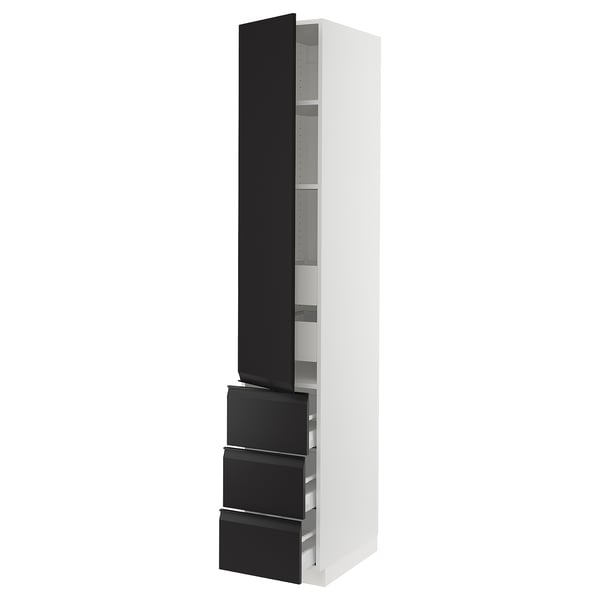 SEKTION / MAXIMERA High cab w door/3 fronts/5 drawers, white/Upplöv matte anthracite, 15x24x90 "