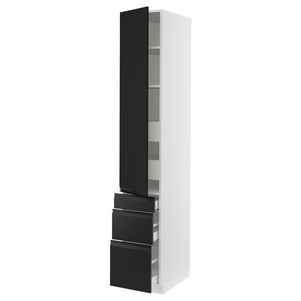 SEKTION / MAXIMERA High cab w door/3 fronts/5 drawers, white/Upplöv matte anthracite, 15x24x90 "