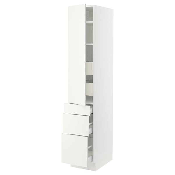SEKTION / MAXIMERA High cab w door/3 fronts/5 drawers, white/Vallstena white, 15x24x80 "
