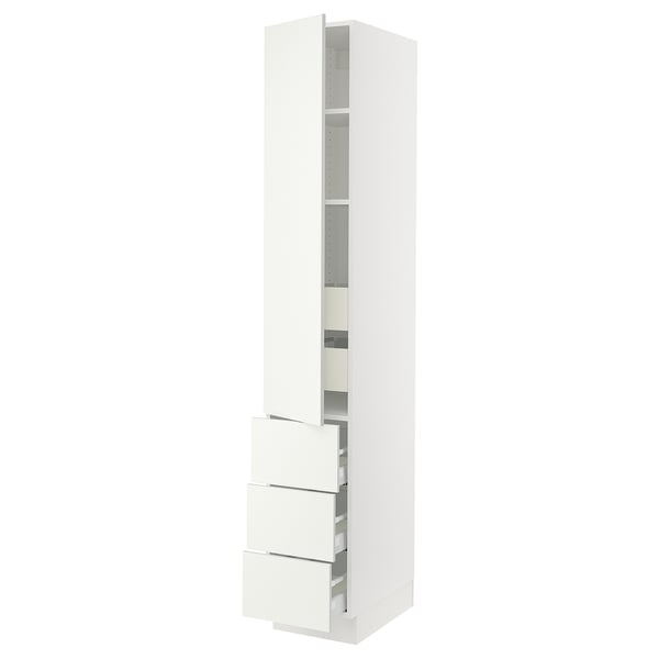 SEKTION / MAXIMERA High cab w door/3 fronts/5 drawers, white/Vallstena white, 15x24x90 "