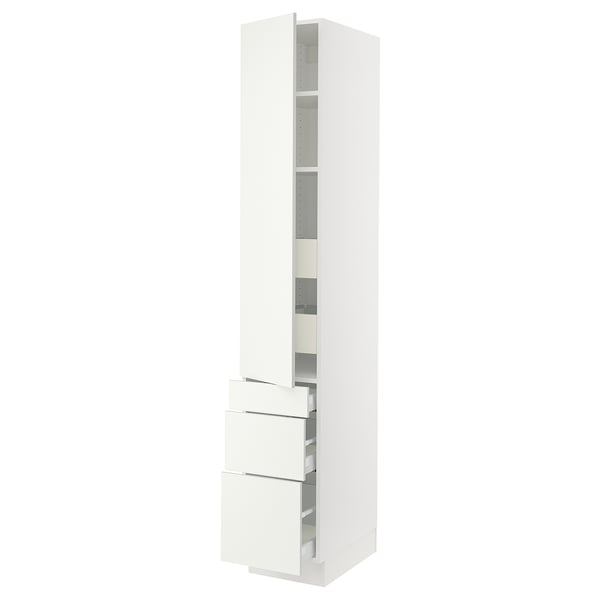 SEKTION / MAXIMERA High cab w door/3 fronts/5 drawers, white/Vallstena white, 15x24x90 "