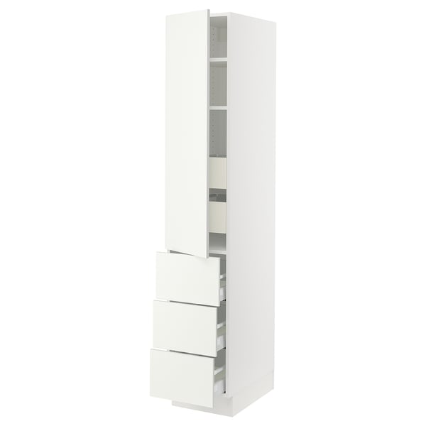 SEKTION / MAXIMERA High cab w door/3 fronts/5 drawers, white/Vallstena white, 15x24x80 "