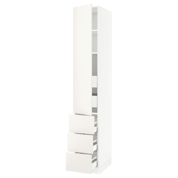 SEKTION / MAXIMERA High cab w door/3 fronts/5 drawers, white/Veddinge white, 15x24x90 "
