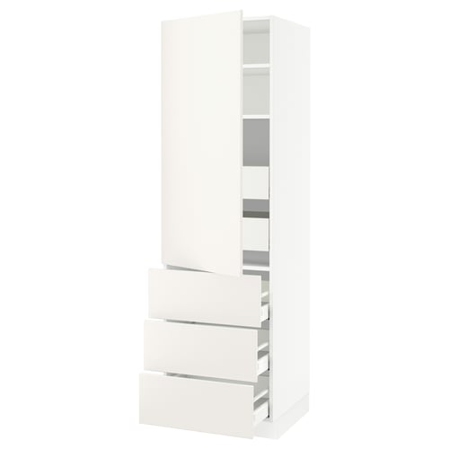SEKTION white cabinet, modern design, smooth drawers, adjustable shelves, durable material.