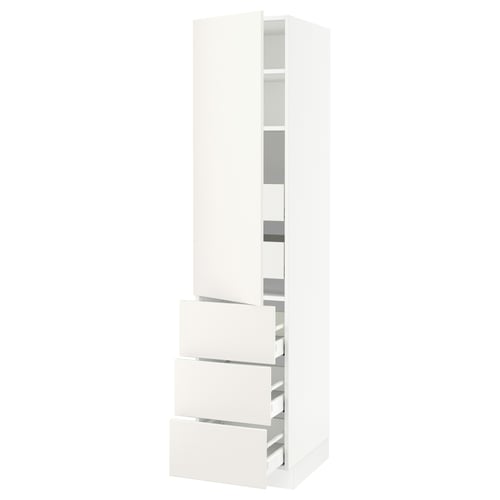 A white SEKTION kitchen cabinet with sleek, modern design featuring doors and drawers with smooth lines.