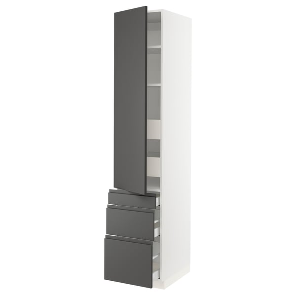 SEKTION / MAXIMERA High cab w door/3 fronts/5 drawers, white/Voxtorp dark gray, 18x24x90 "