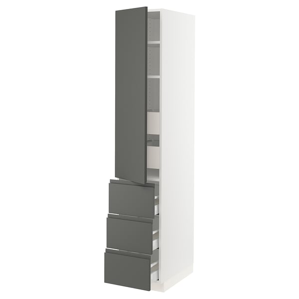 SEKTION / MAXIMERA High cab w door/3 fronts/5 drawers, white/Voxtorp dark gray, 15x24x80 "
